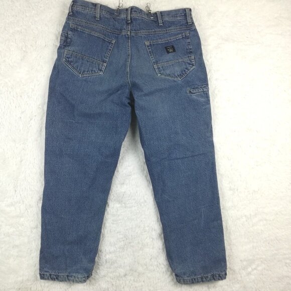 Lakin McKey Mens Jeans Carpenter‎ Flannel Lined Blue Denim Medium Wash 38x32 - Picture 2 of 14